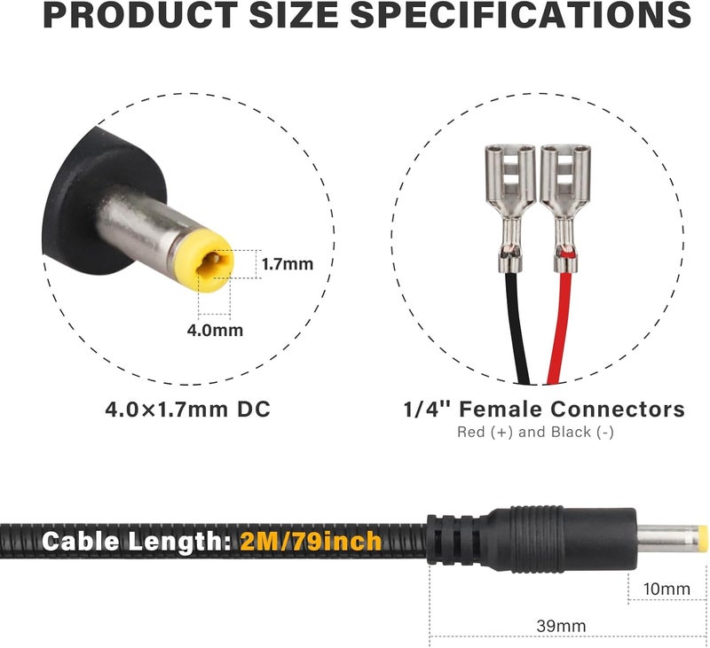 KSK 79-inch Chew Proof Trail Camera Power Cord, 4.0x1.7mm DC External Power Cable, Compatible with Tactacam Reveal, X, XB, SK, Wise Eye, Spartan Gocam, etc - Image 3